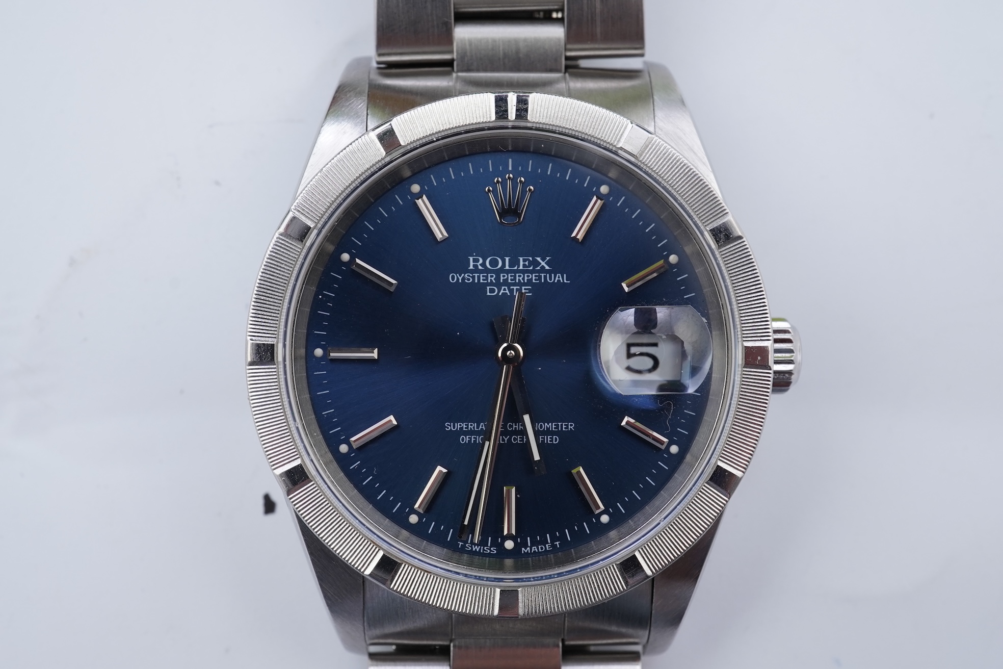 A gentleman 1990's stainless steel Rolex Oyster Perpetual Date wrist watch